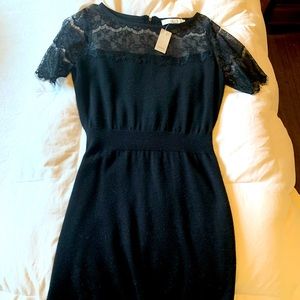 Loft sweater dress with lace sleeves.